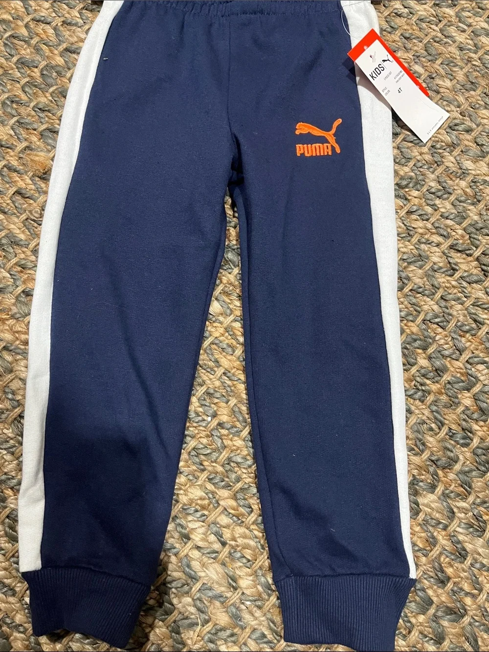 Puma Navy & Orange Kids Hooded Tracksuit